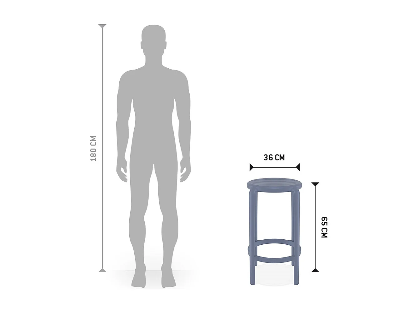 Mittelhoher Gartenhocker - PEYA - grau - 36x36x65 cm
