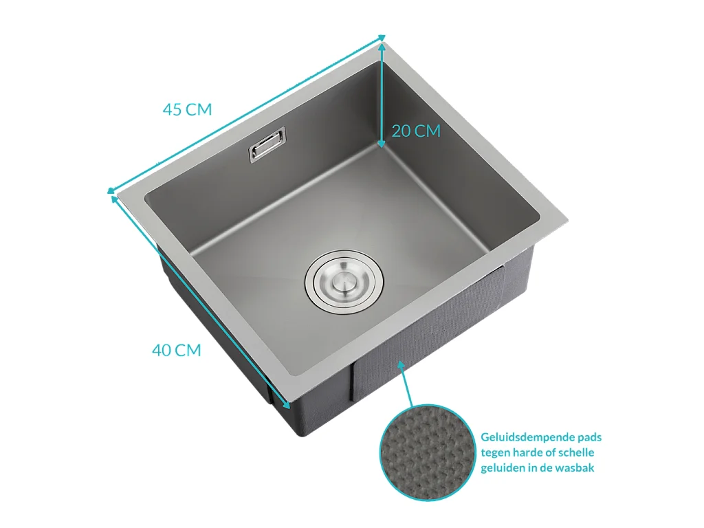 Croom Orteon - Spoelbak keuken 45 x 40 cm - complete set