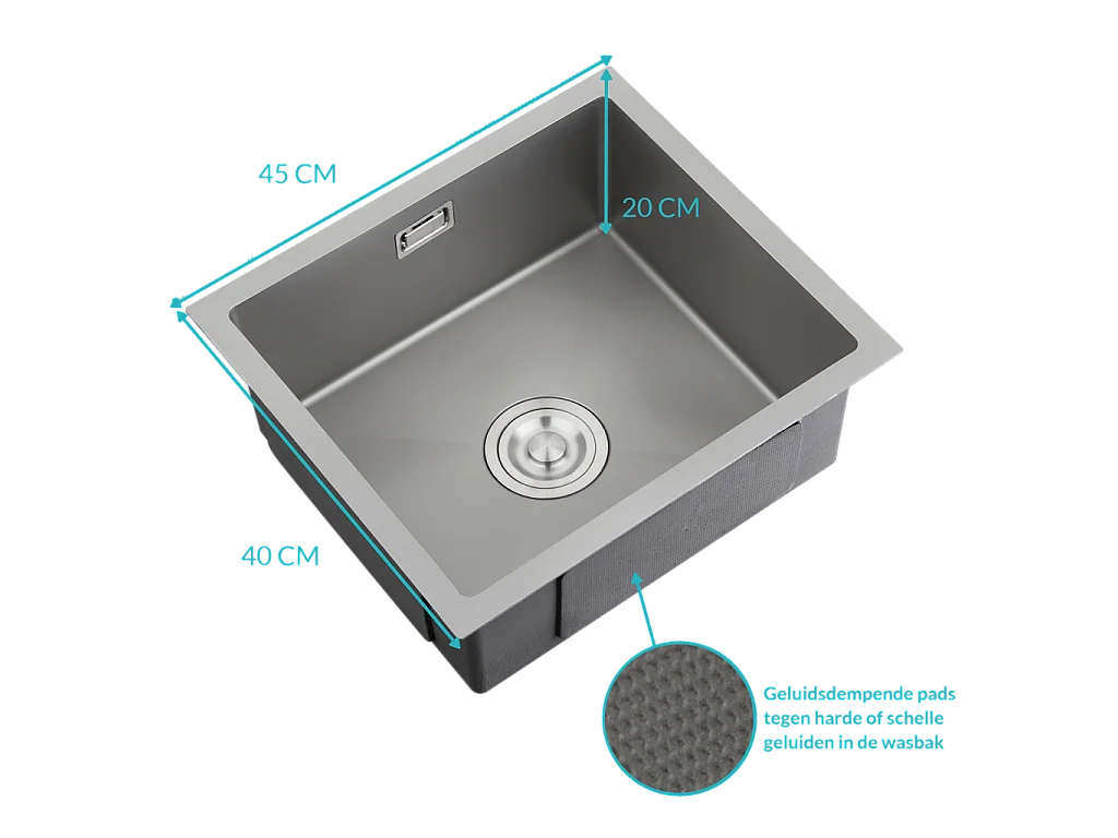 Croom Orteon - Spoelbak keuken 45 x 40 cm - complete set