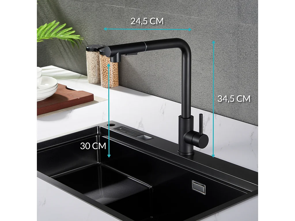 Croom keukenkraan Rymex - uittrekbare uitloop - Zwart