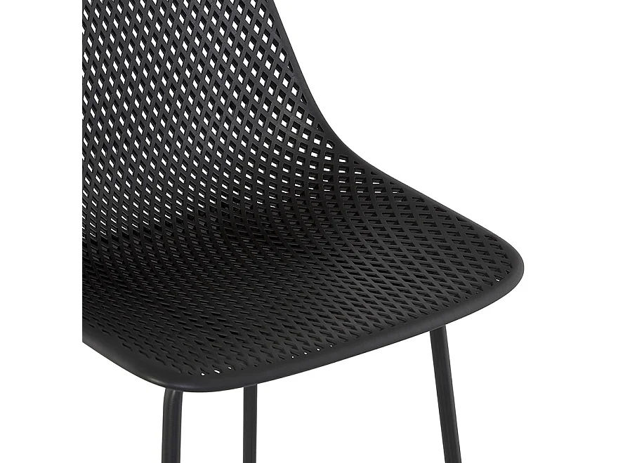 Mittelhoher perforierter Snackhocker - LOKI - Schwarz - 47x48,5x96 cm