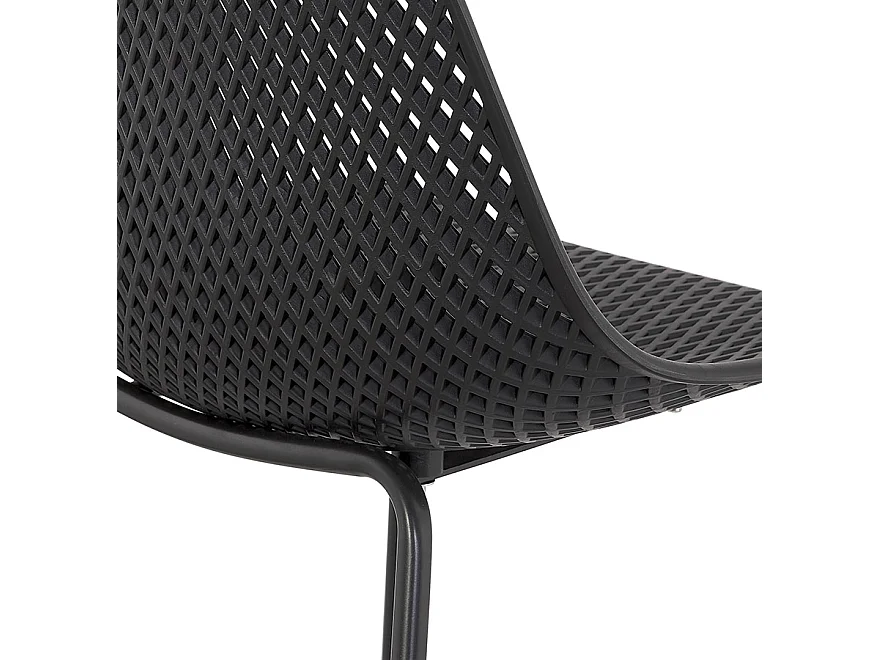 Mittelhoher perforierter Snackhocker - LOKI - Schwarz - 47x48,5x96 cm