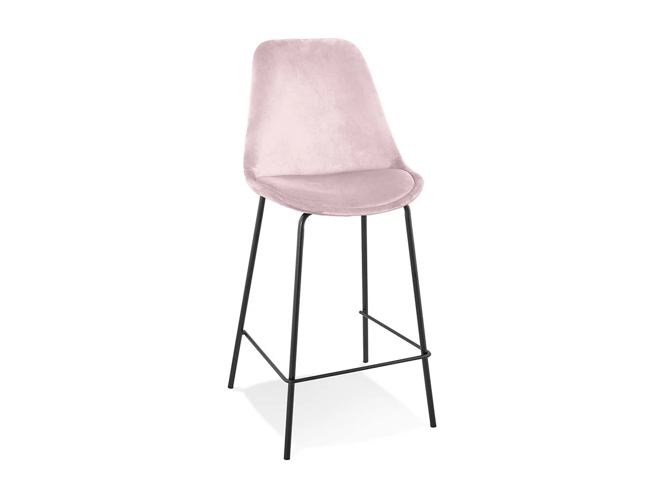 Tabouret de Bar en Velours "Lon" 105cm Rose