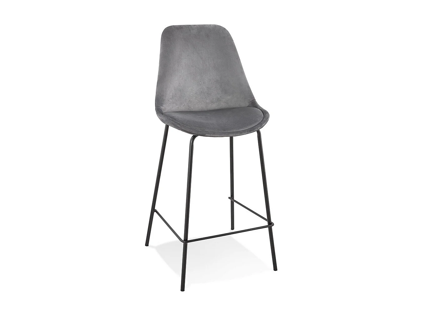 Tabouret de Bar en Velours "Lon" 105cm Gris