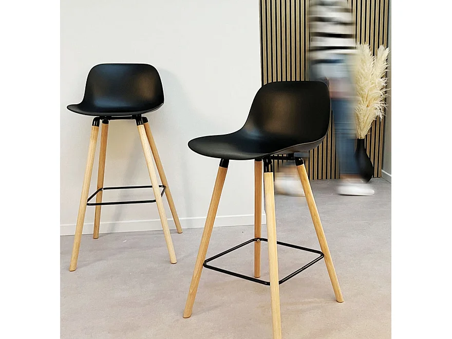 Mittelhoher Snackhocker - TATSU - zwart - 48x46x89 cm