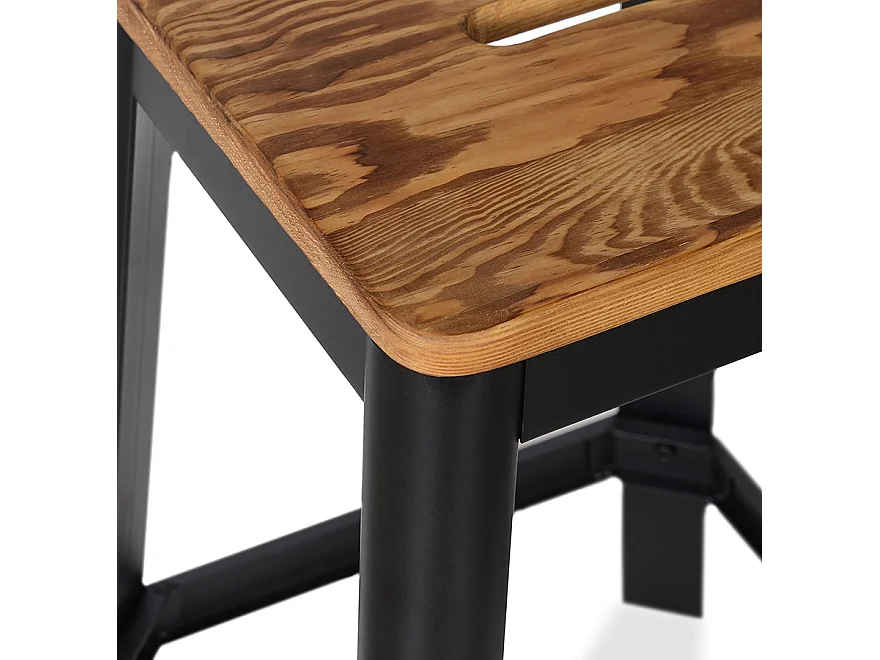 Tabouret de Bar en Bois "Hubert" 75cm Noir