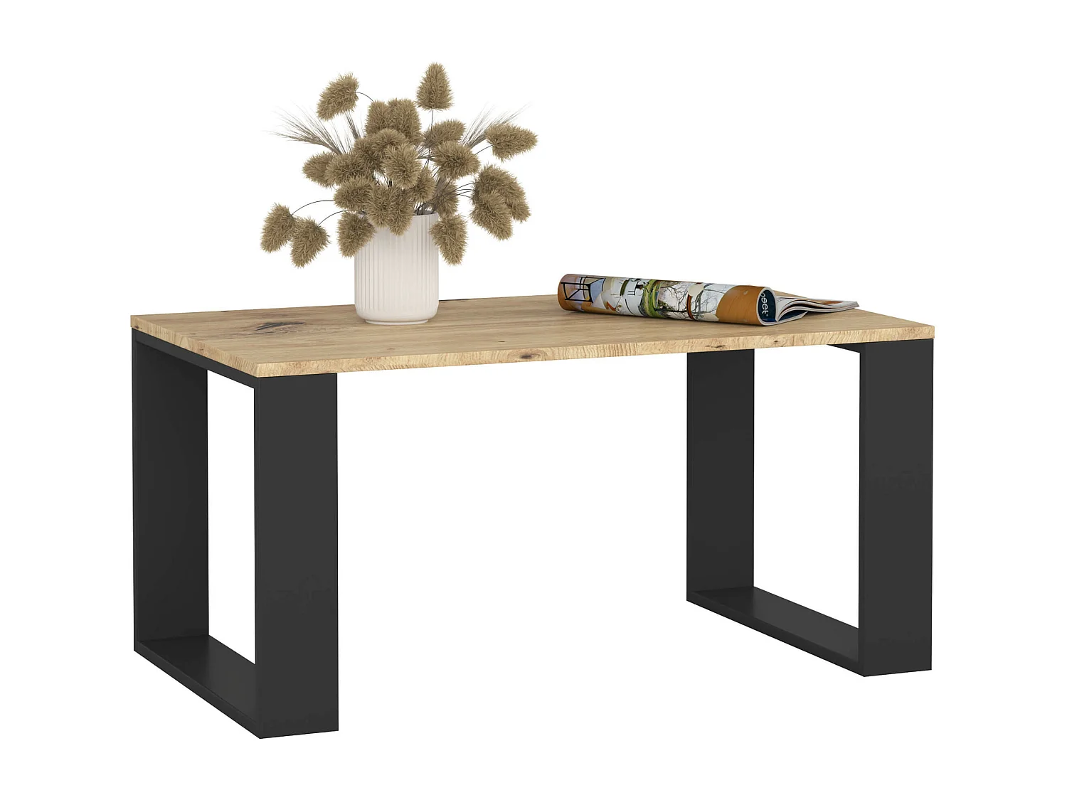 Mesa de centro NOX Roble Artisan 92 cm con patas en color Negro 92x53x45 cm