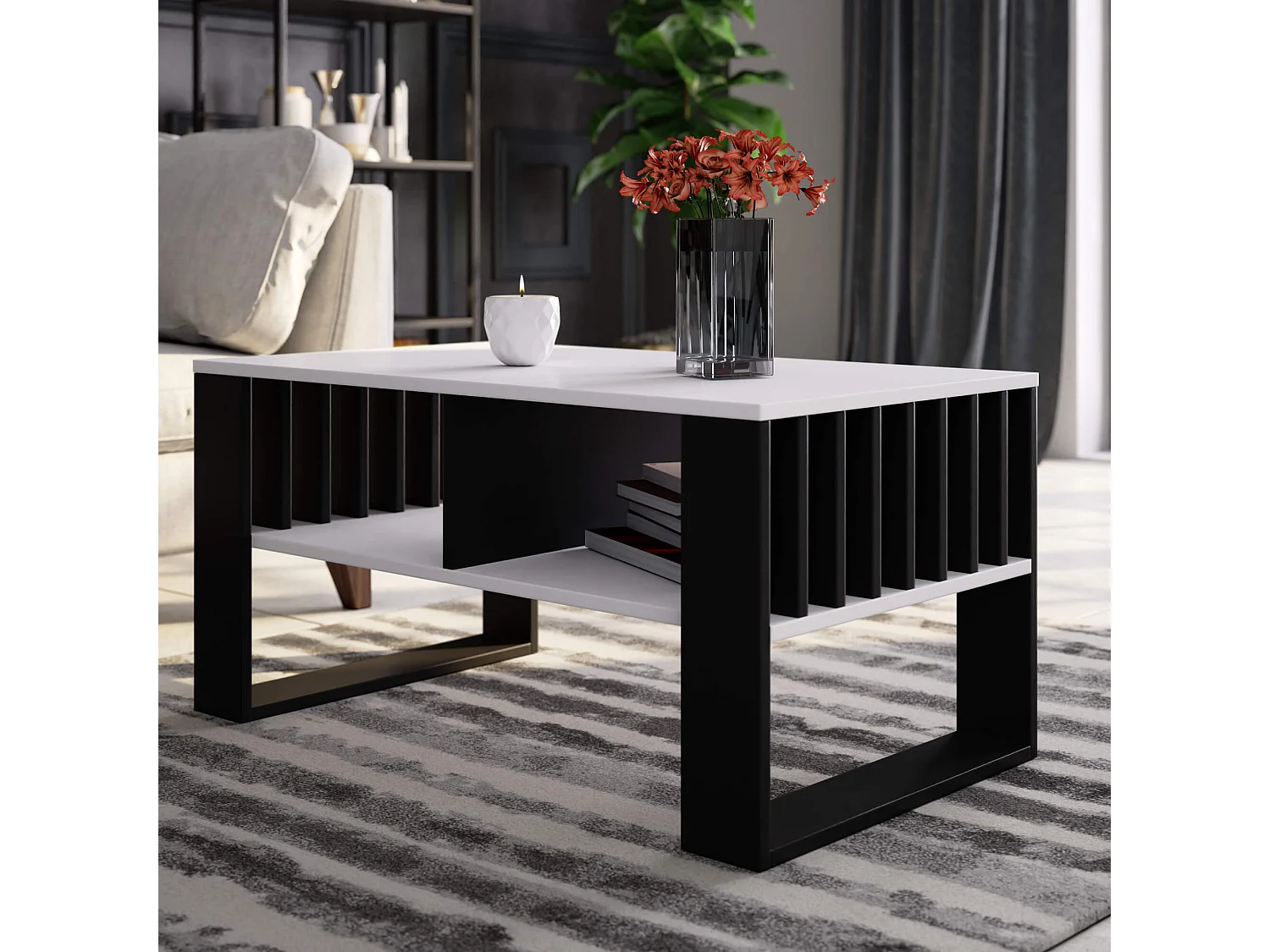 Rockford Koffietafel Wit/Zwart - Stijlvol Design met ABS Afwerking en Robuuste Laminaten Constructie