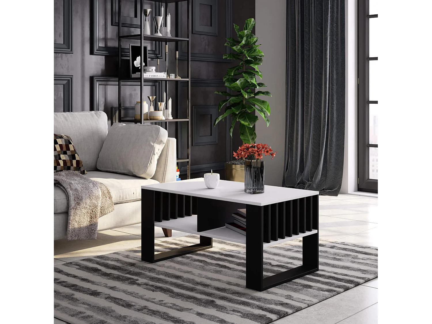 Rockford Koffietafel Wit/Zwart - Stijlvol Design met ABS Afwerking en Robuuste Laminaten Constructie