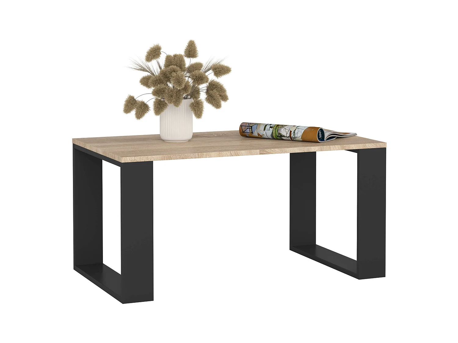 Table basse AKORD NOX Chêne Sonoma 92 cm pieds Noirs 92x53x45 cm