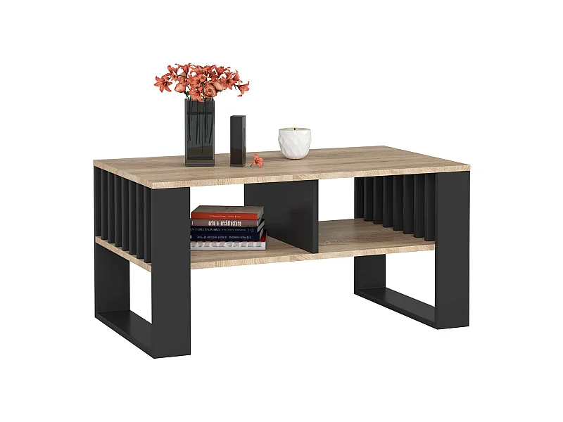 Couchtisch ROCKFORD Sonoma Eiche 92 cm mit schwarzem Fußrahmen B92xH53xT45 cm