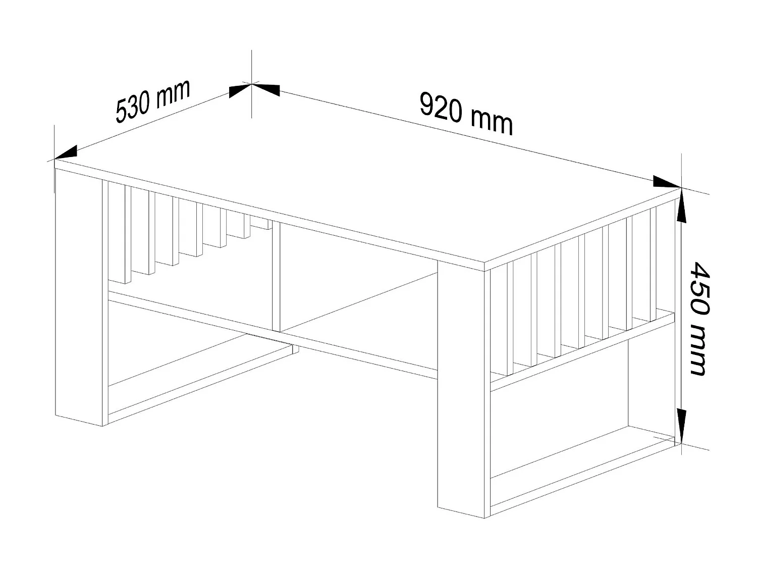 Table basse AKORD ROCKFORD Chêne Sonoma 92 cm pieds Noirs 92x53x45 cm