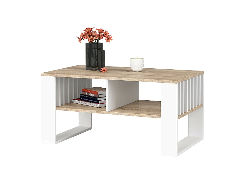 Couchtisch ROCKFORD Sonoma Eiche 92 cm mit weißem Fußrahmen B92xH53xT45 cm