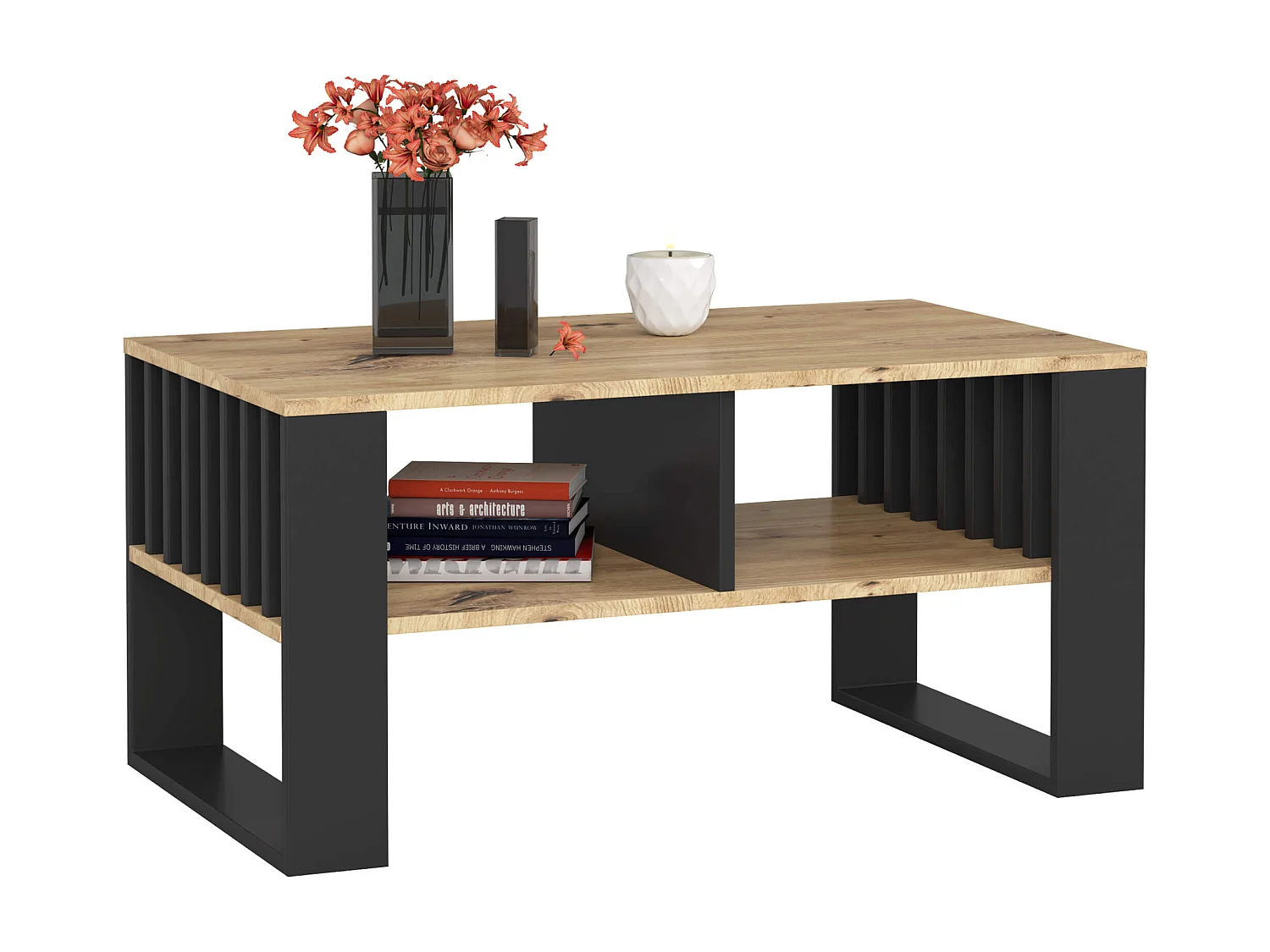 Couchtisch ROCKFORD Artisan Eiche 92 cm mit schwarzem Fußrahmen B92xH53xT45 cm