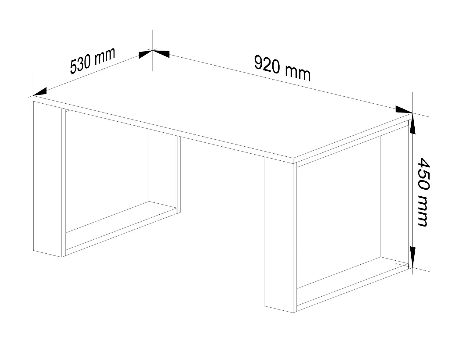 Salontafel Koffietafel NOX / Craft Eik - Zwart / 92x45x53 cm
