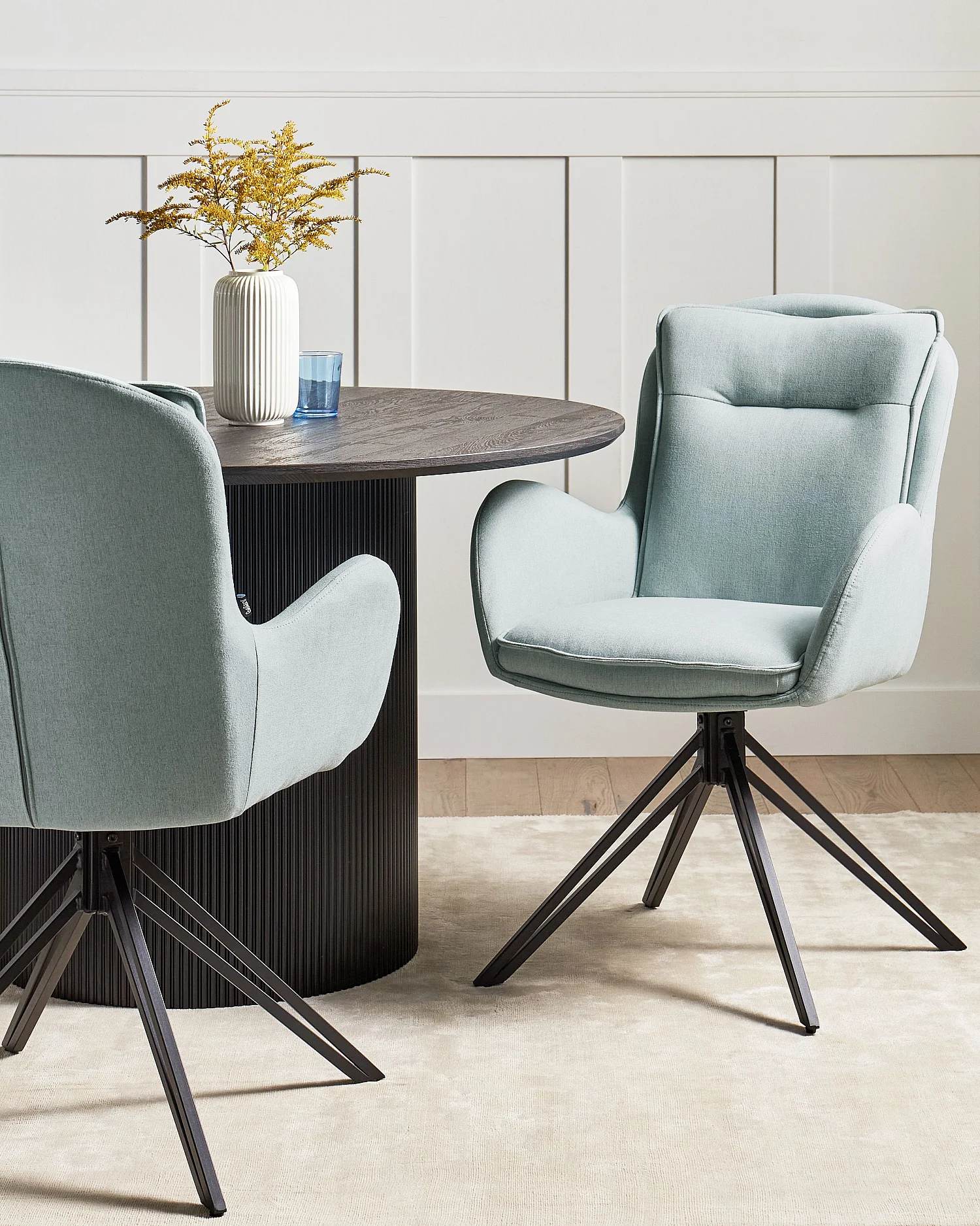 Lot de 2 chaises de salle à manger AVELAR Tissu Bleu clair