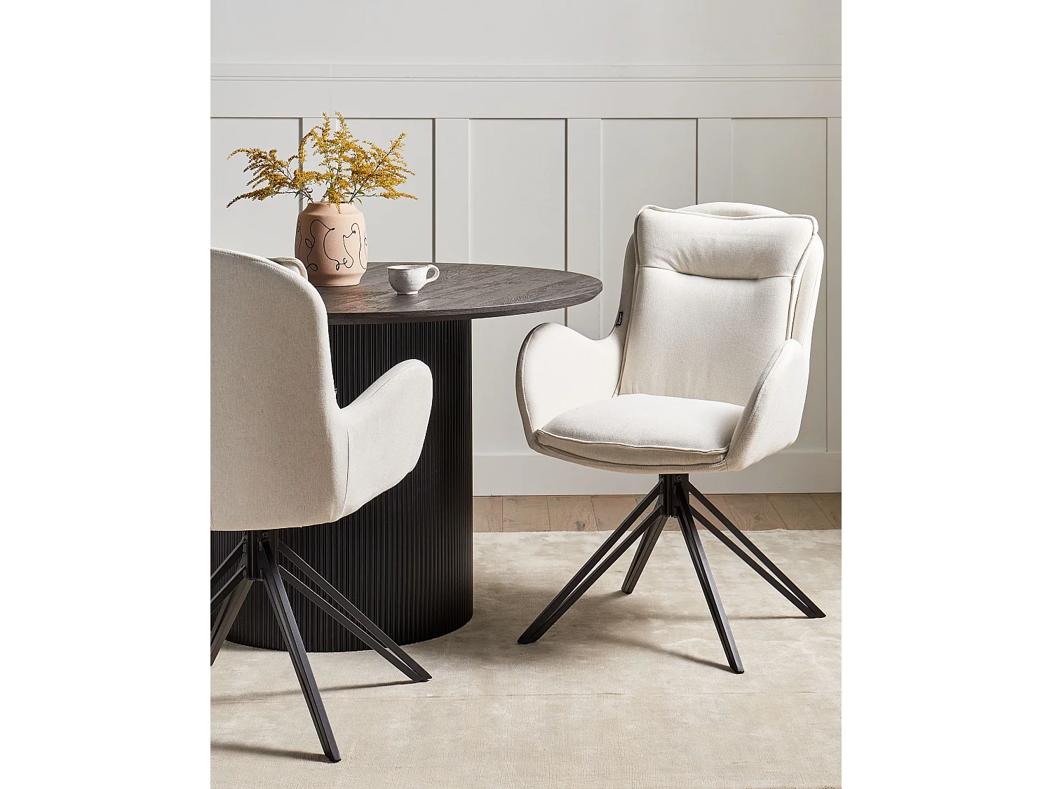 Esszimmerstuhl 2er Set drehbar AVELAR Hellbeige