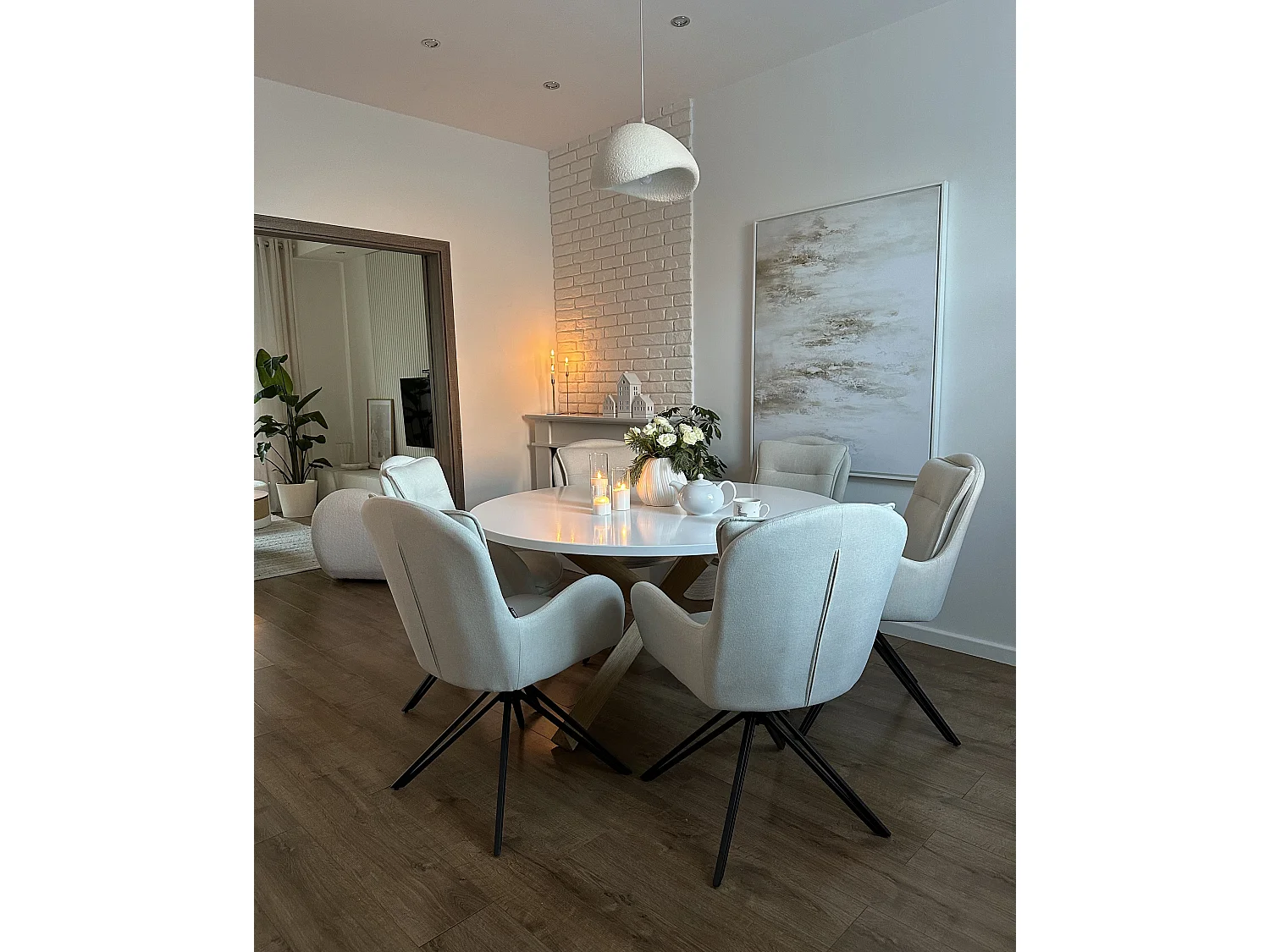 Set of 2 Dining Chairs Swivel AVELAR Fabric Light Beige