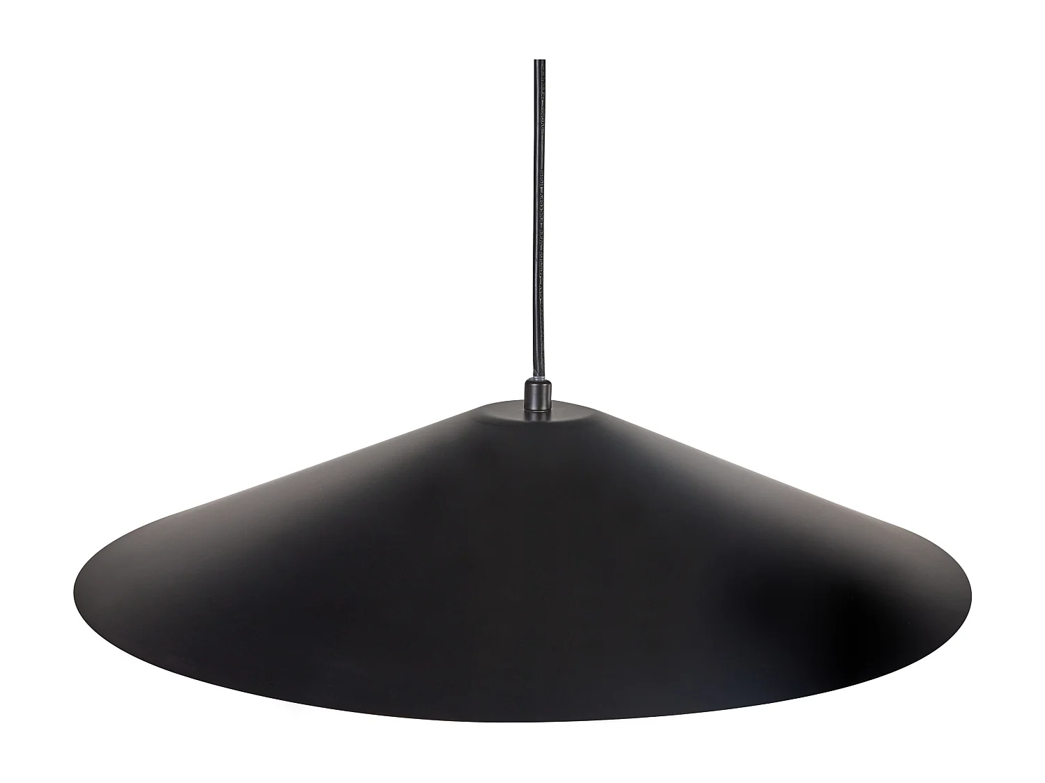 Runde Stehlampe aus schwarzem Metall im Industriestil mit kegelförmigem Schirm Comalie