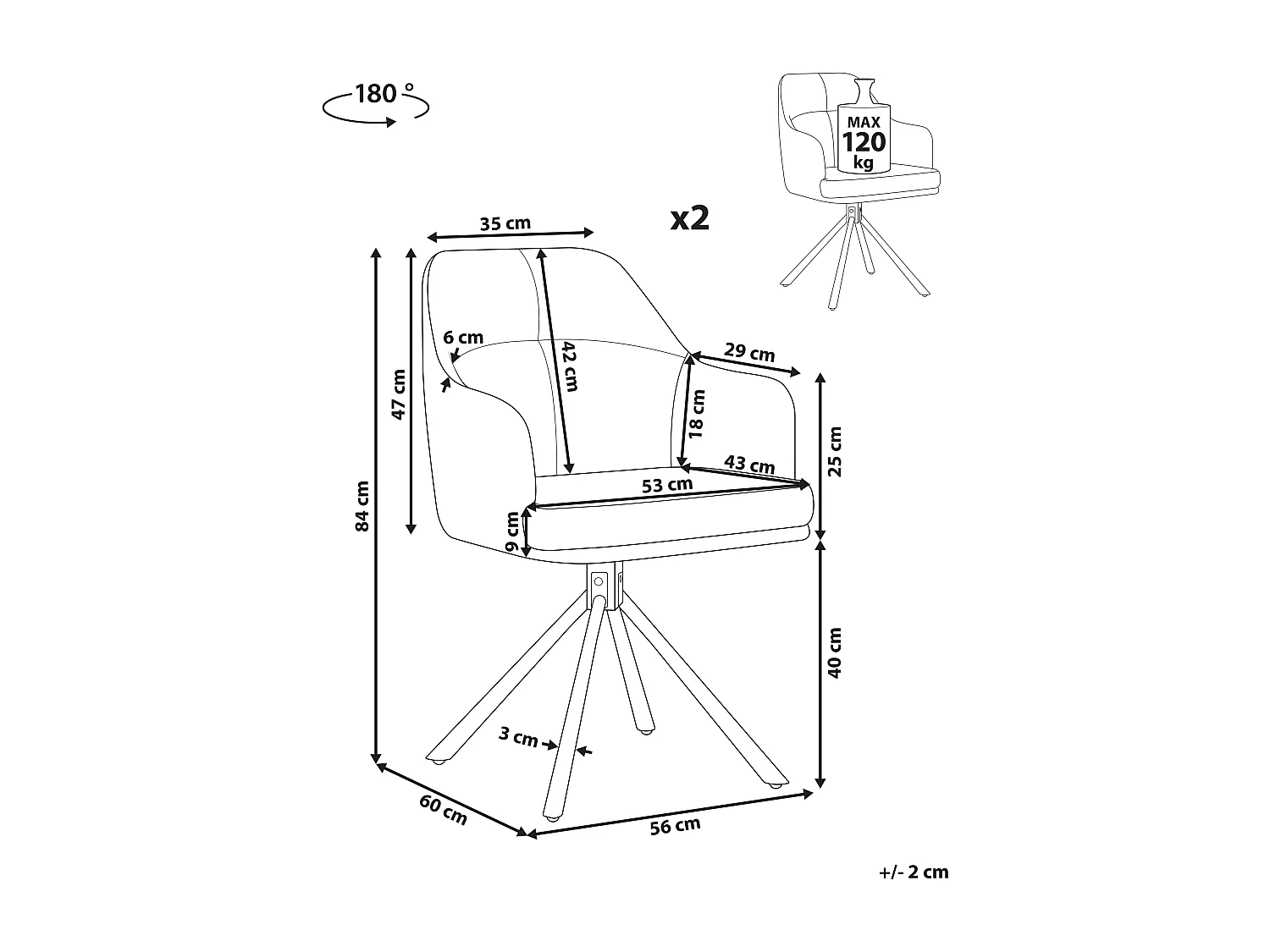 Set di 2 sedie da pranzo MIRA Beige