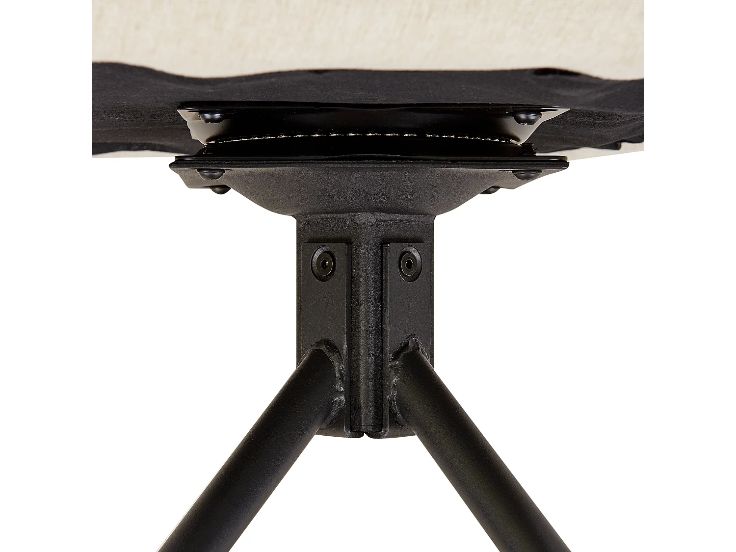 Esszimmerstuhl 2er Set Stoff beige gepolstert drehbar schwarze Metallbeine Mira