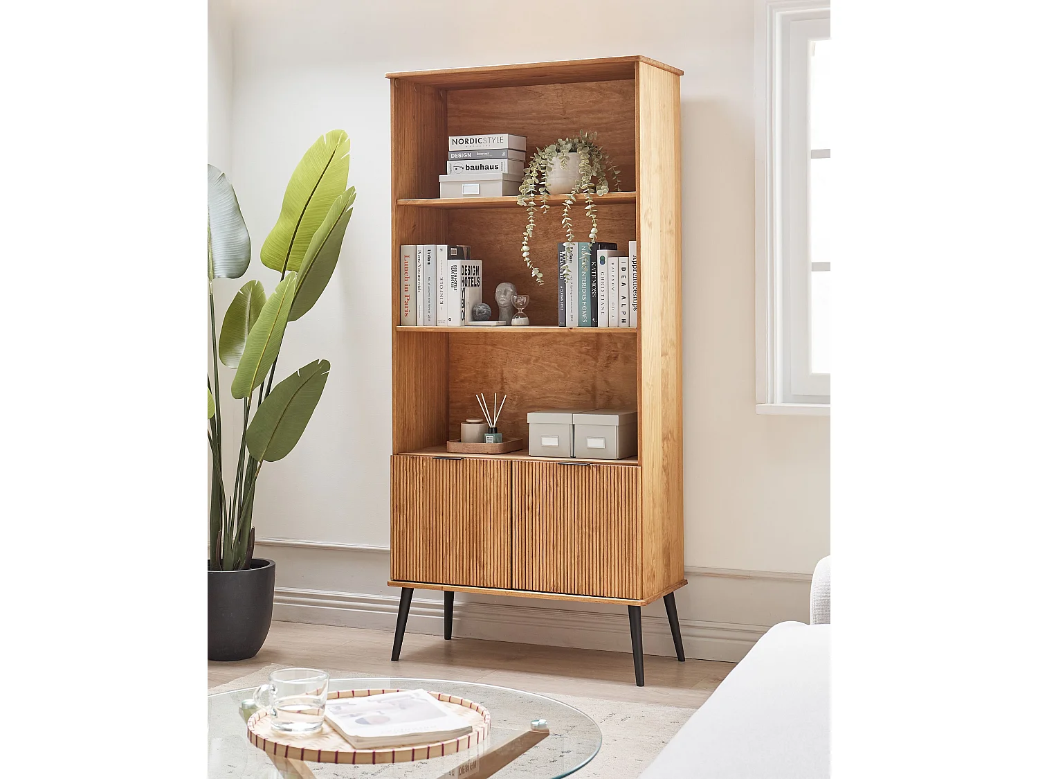 Bookcase TIMMINS Pine Wood 190 cm Brown