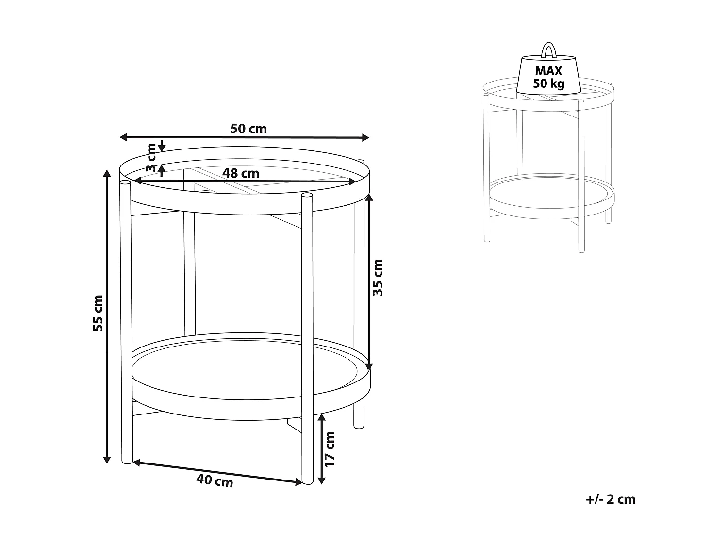 Table d'appoint RENO Métal Noir