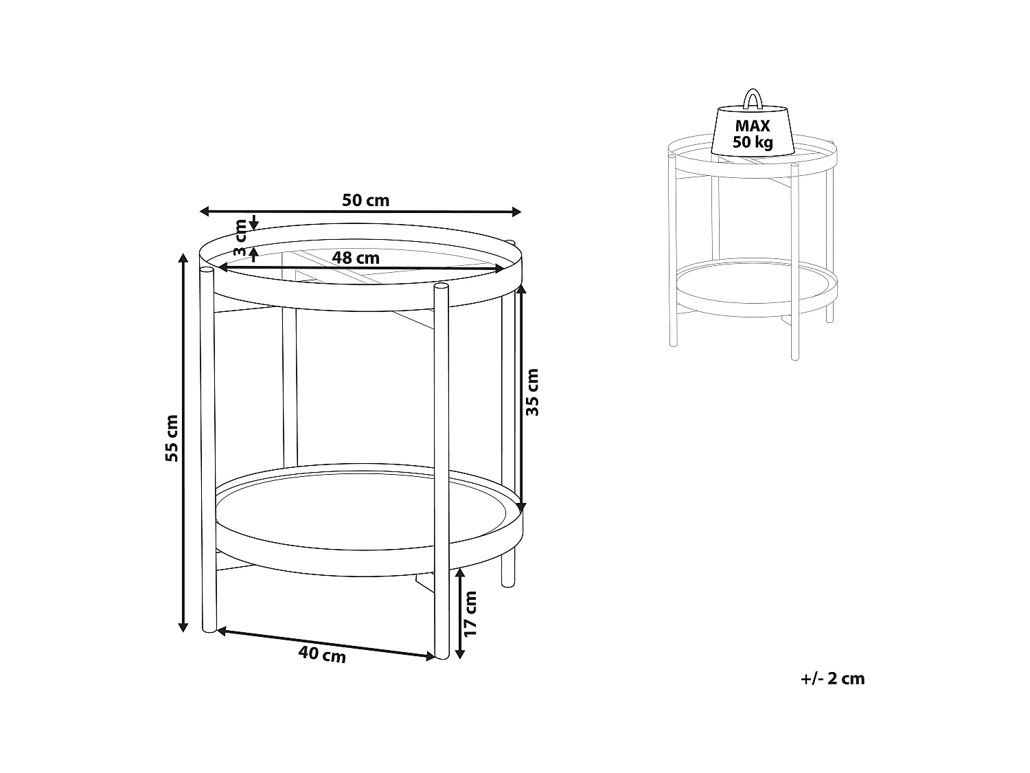 Table d'appoint RENO Métal Noir