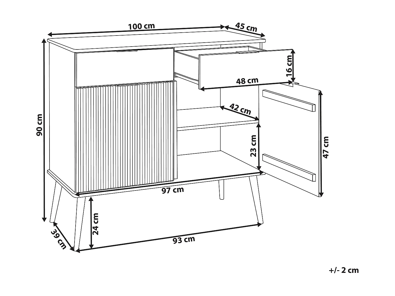 Dressoir met 2 deuren TIMMINS Dennenhout Bruin