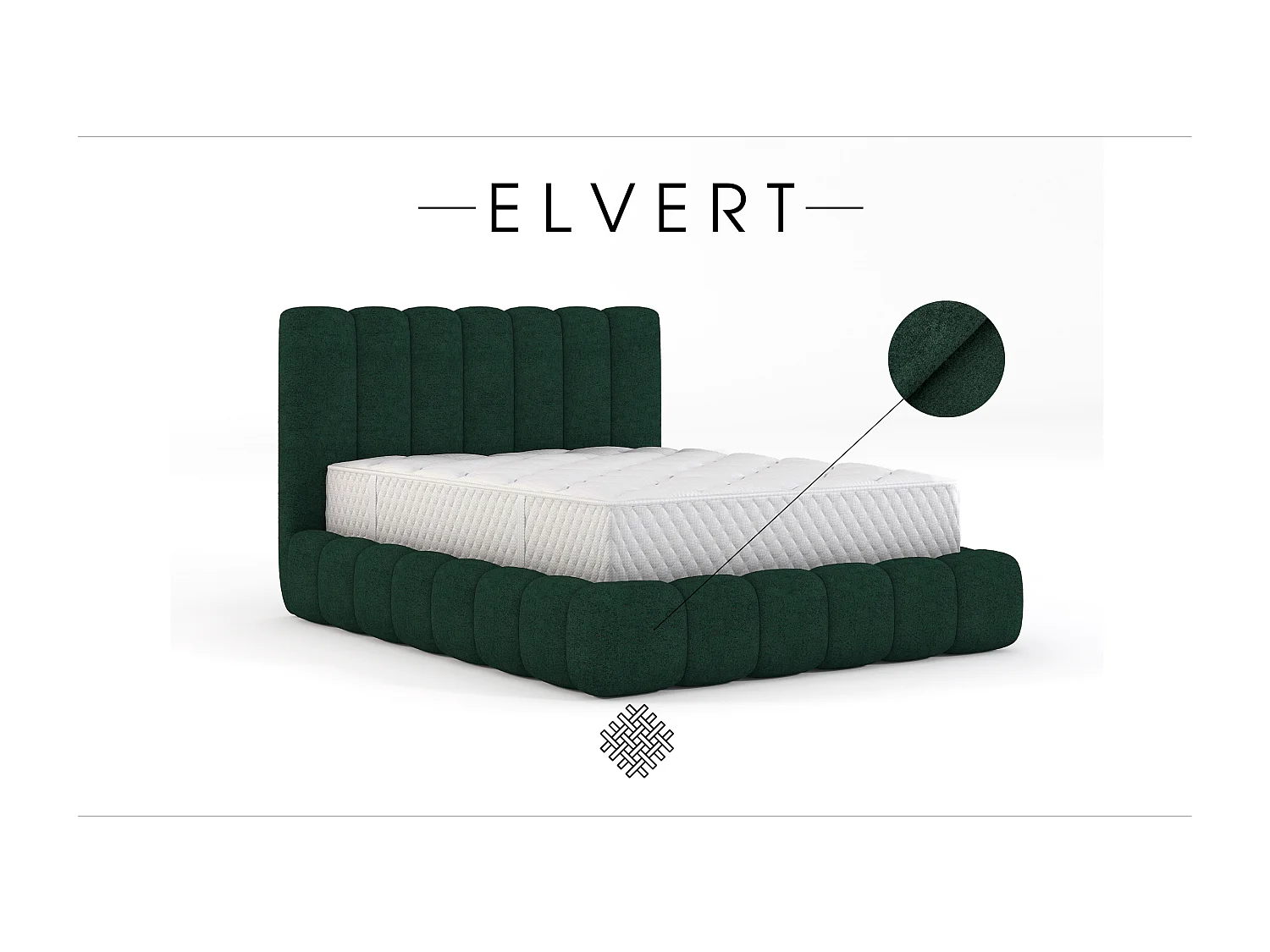 LIT TAPISSÉ en polyester Elvert 120x200 cm, Vert foncé