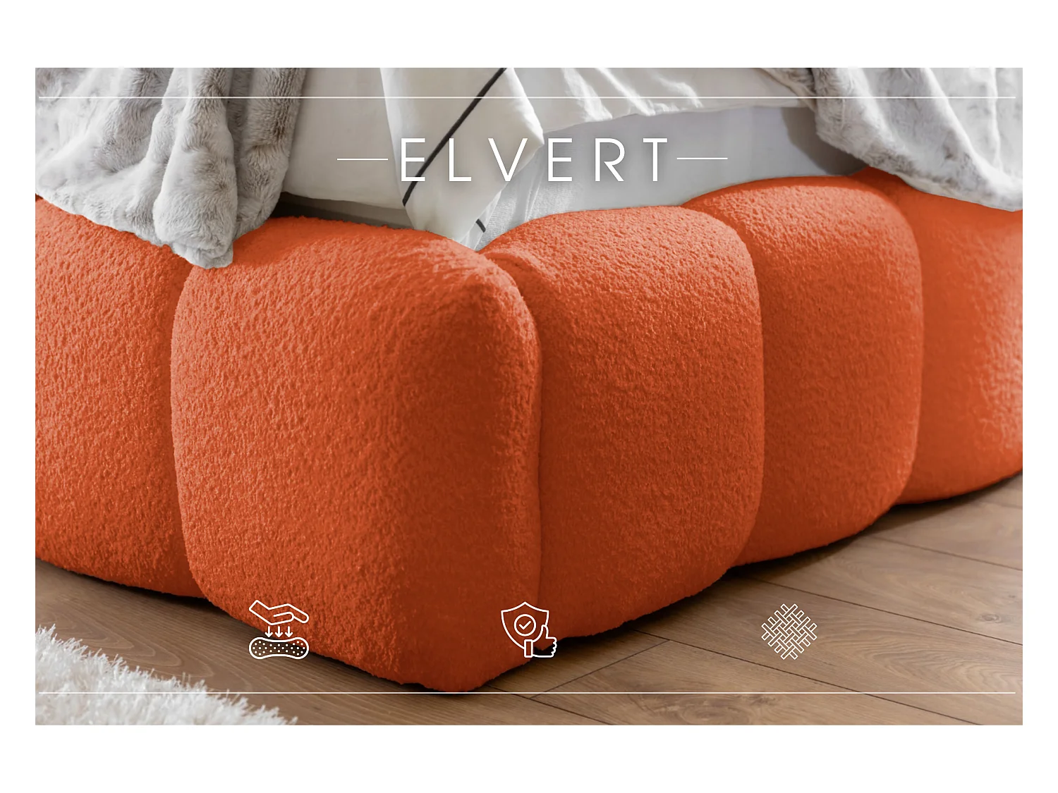 POLSTERBETT aus Polyester Elvert 160x200 cm, Kupfer