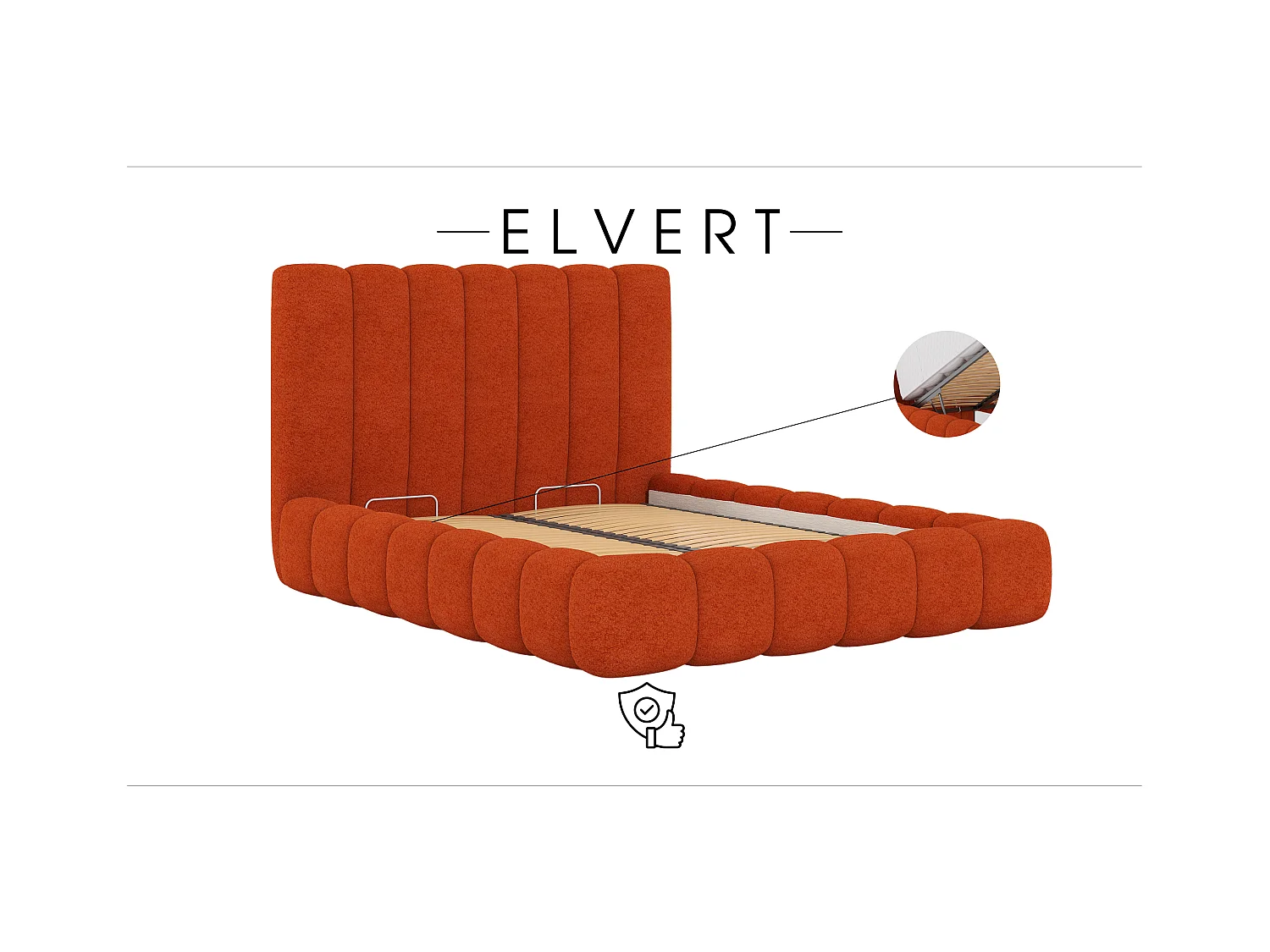 POLSTERBETT aus Polyester Elvert 160x200 cm, Kupfer