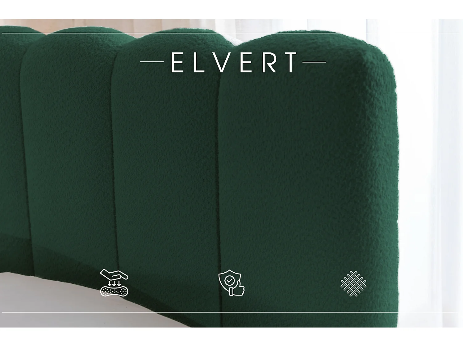 LIT TAPISSÉ en polyester Elvert 180x200 cm, Vert foncé