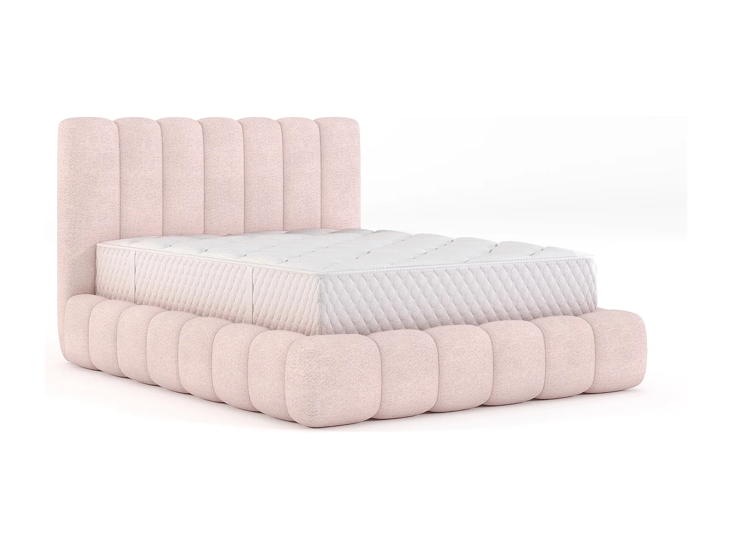 LIT TAPISSÉ en polyester Elvert 180x200 cm, Rose clair