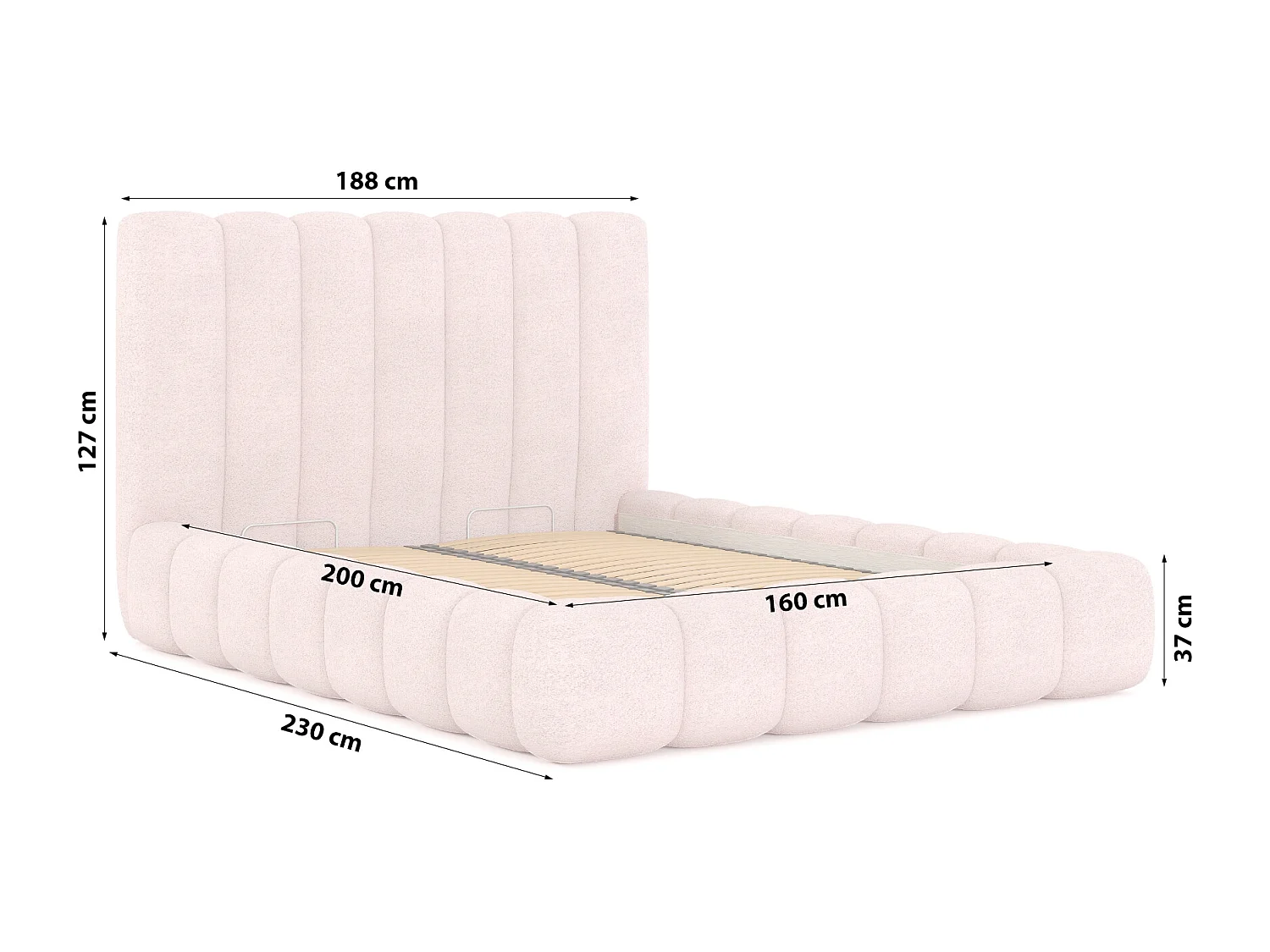 POLSTERBETT aus Polyester Elvert 160x200 cm, Hellrosa