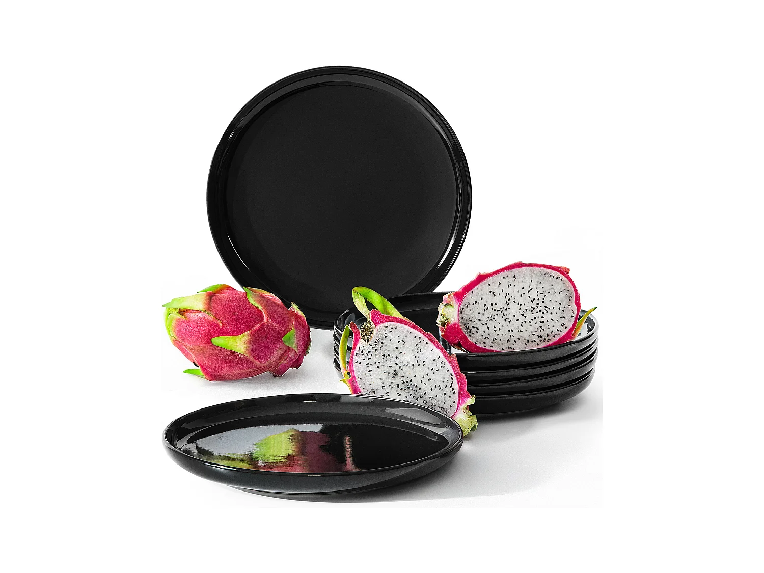 Set de assiettes à dessert 6 personnes 6 pièces - Noir Brillant - VICTO