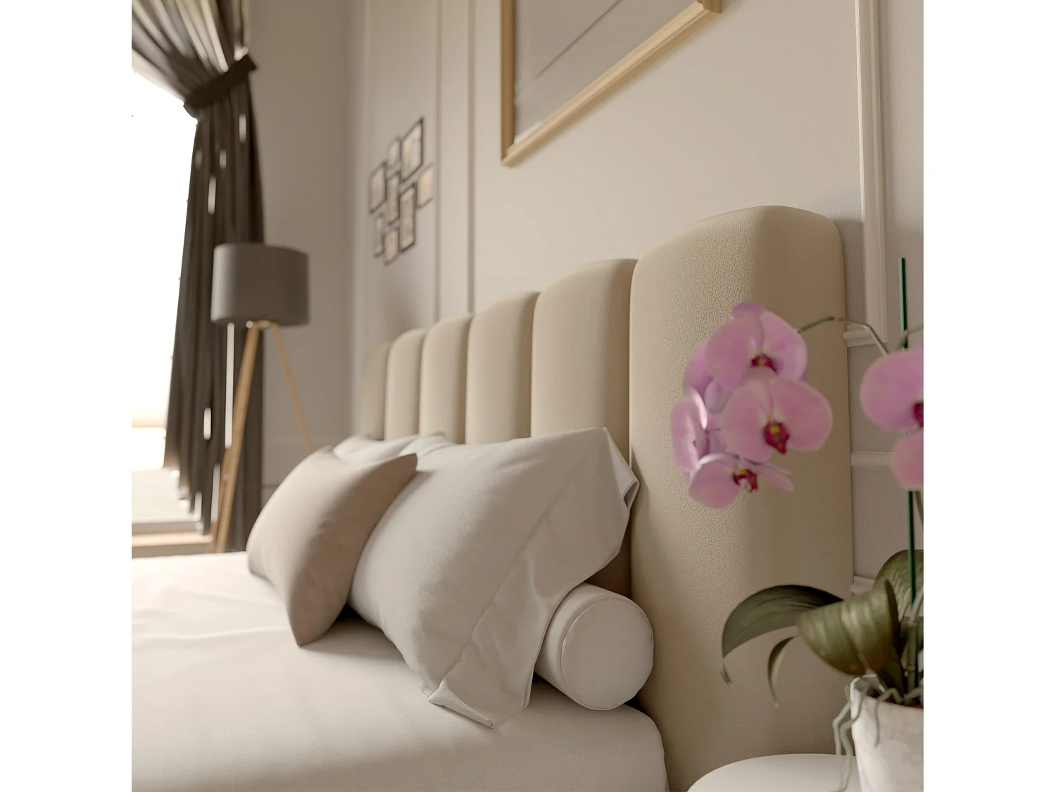 LIT CAPITONNÉ Svenstorp Beige 140x200 cm