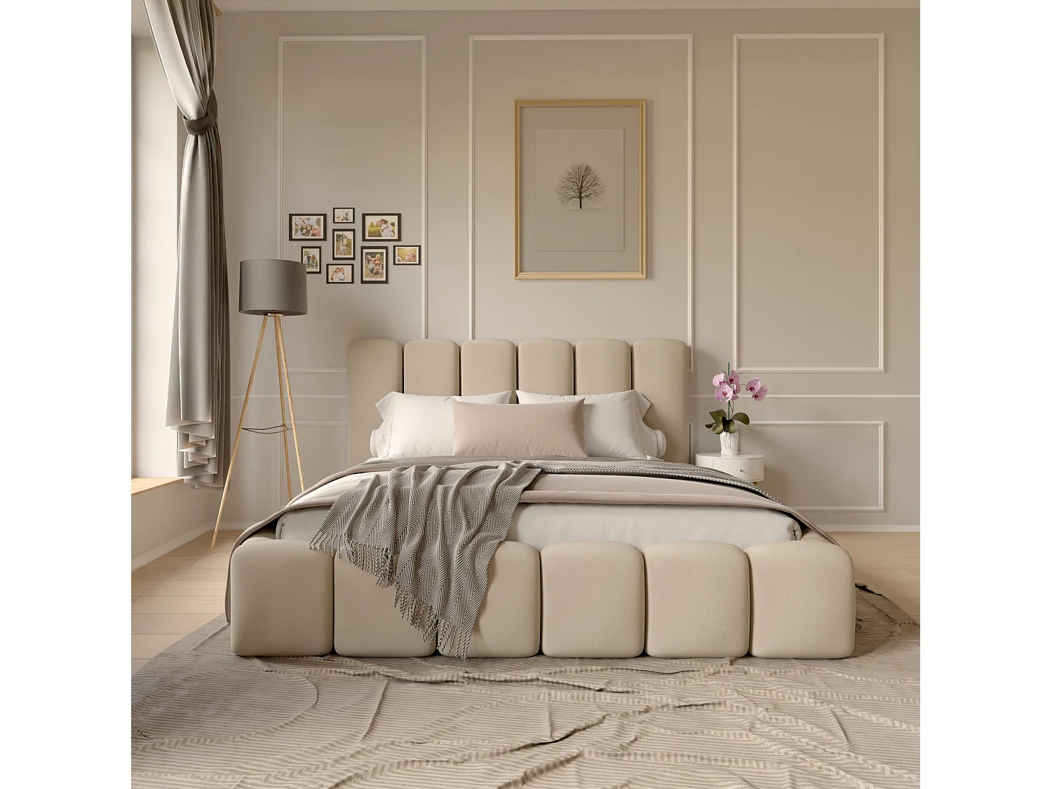 LIT CAPITONNÉ Svenstorp Beige 140x200 cm