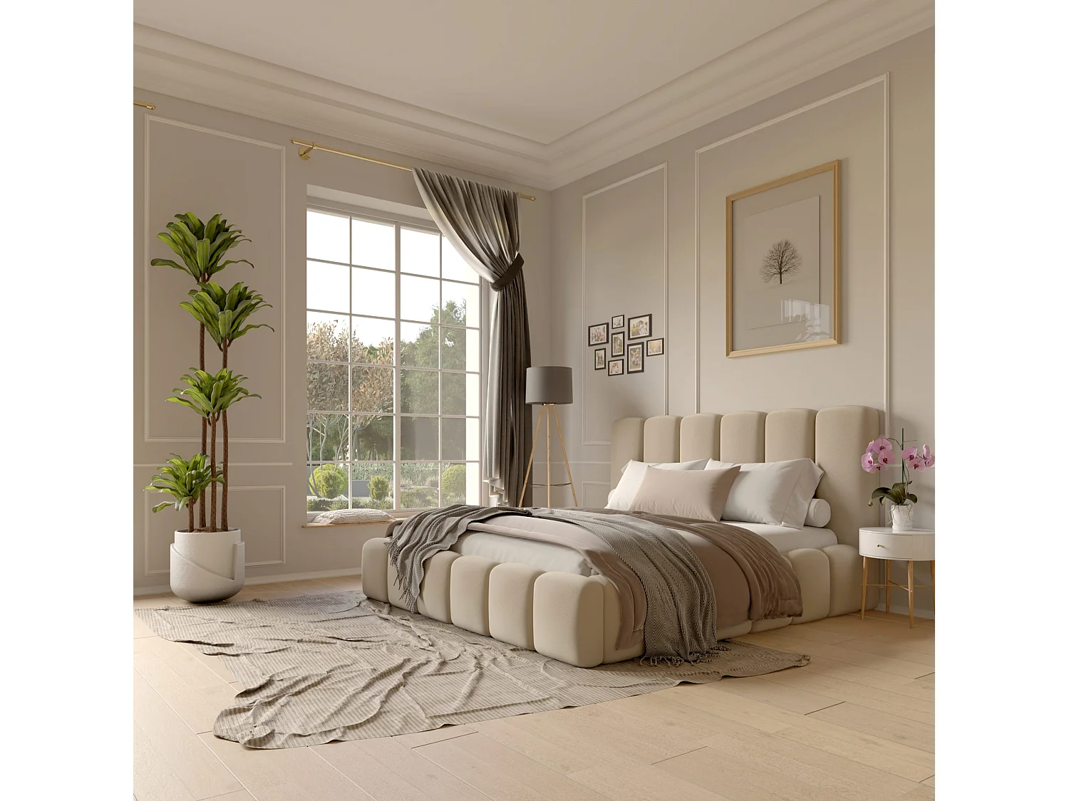 LIT CAPITONNÉ Svenstorp Beige 140x200 cm