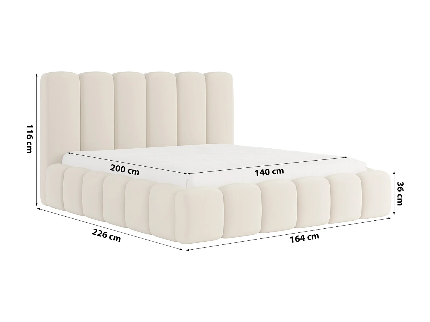 LIT CAPITONNÉ Svenstorp Beige 140x200 cm