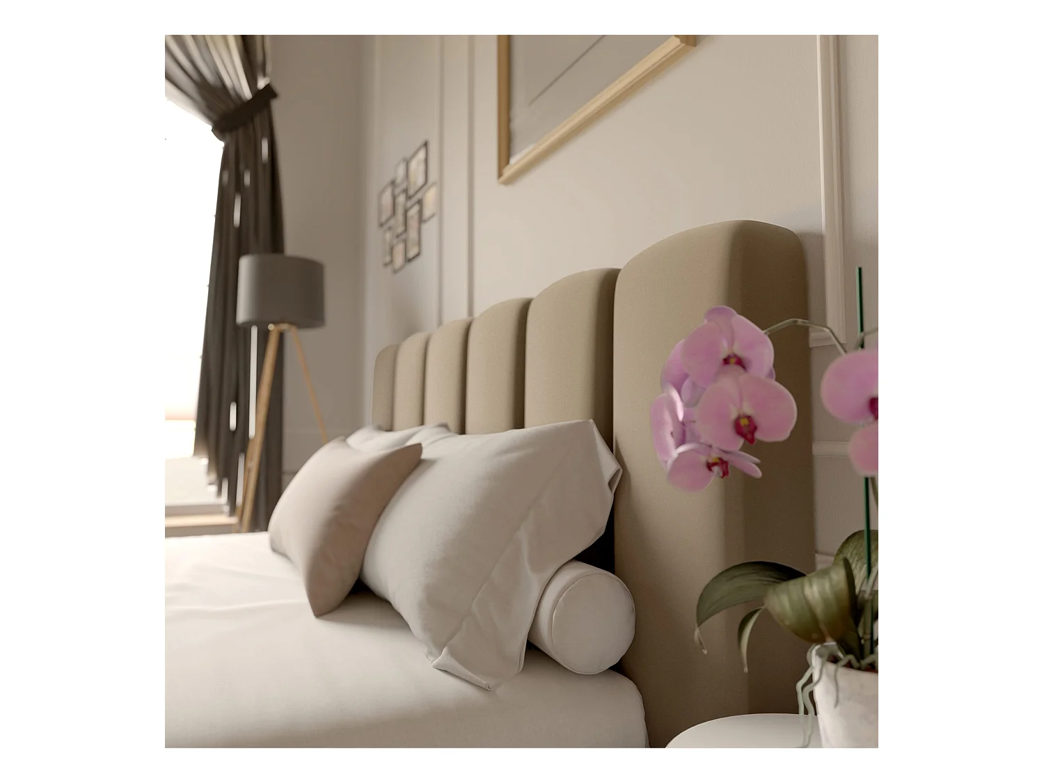 LIT CAPITONNÉ Svenstorp Beige foncé 160x200 cm