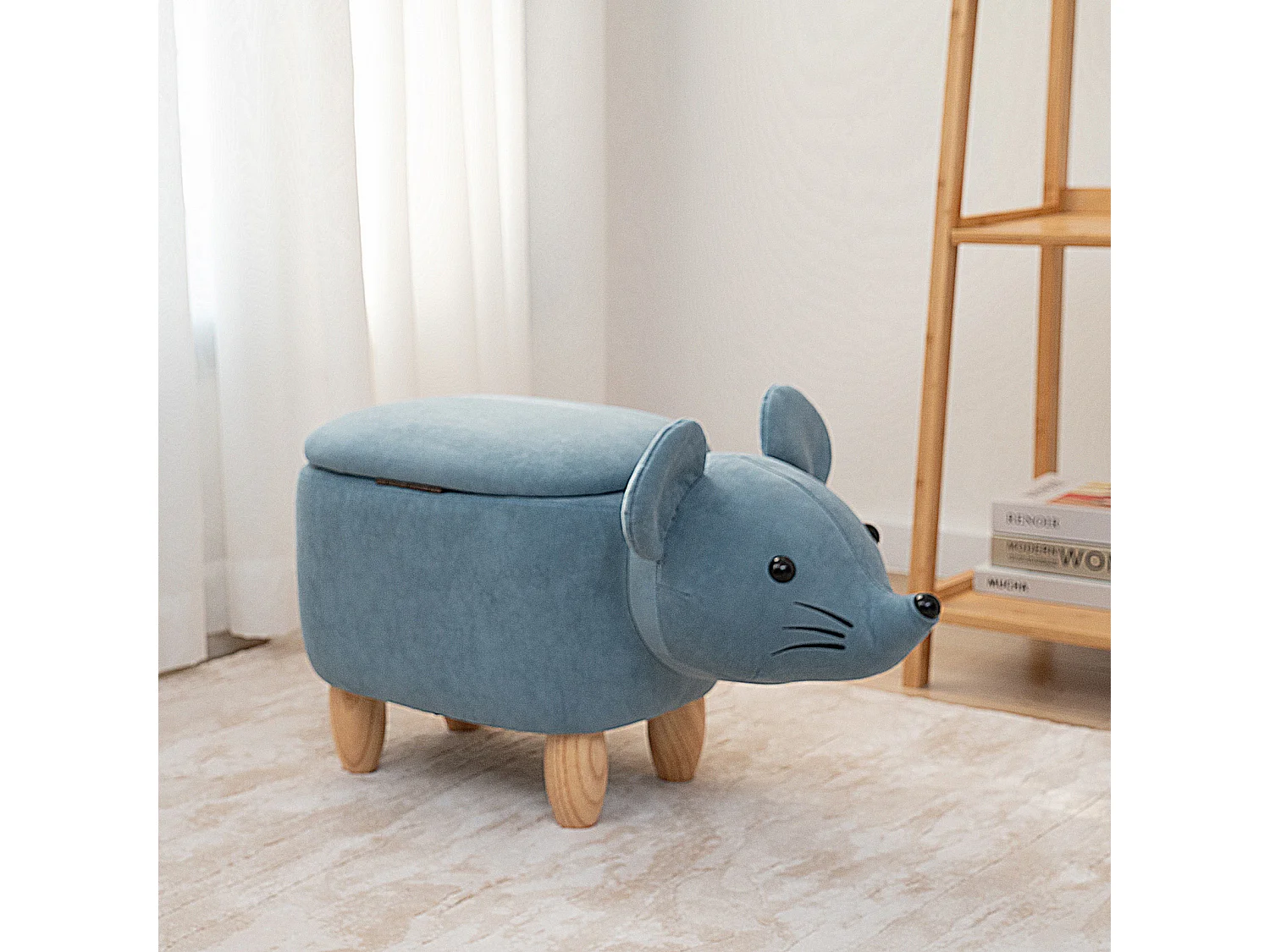Tabouret animal souris bleu