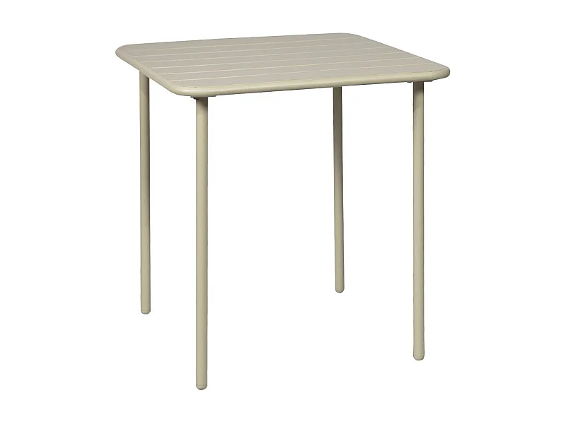 Mesa de jardín metálica de 70cm, 2 plazas beige