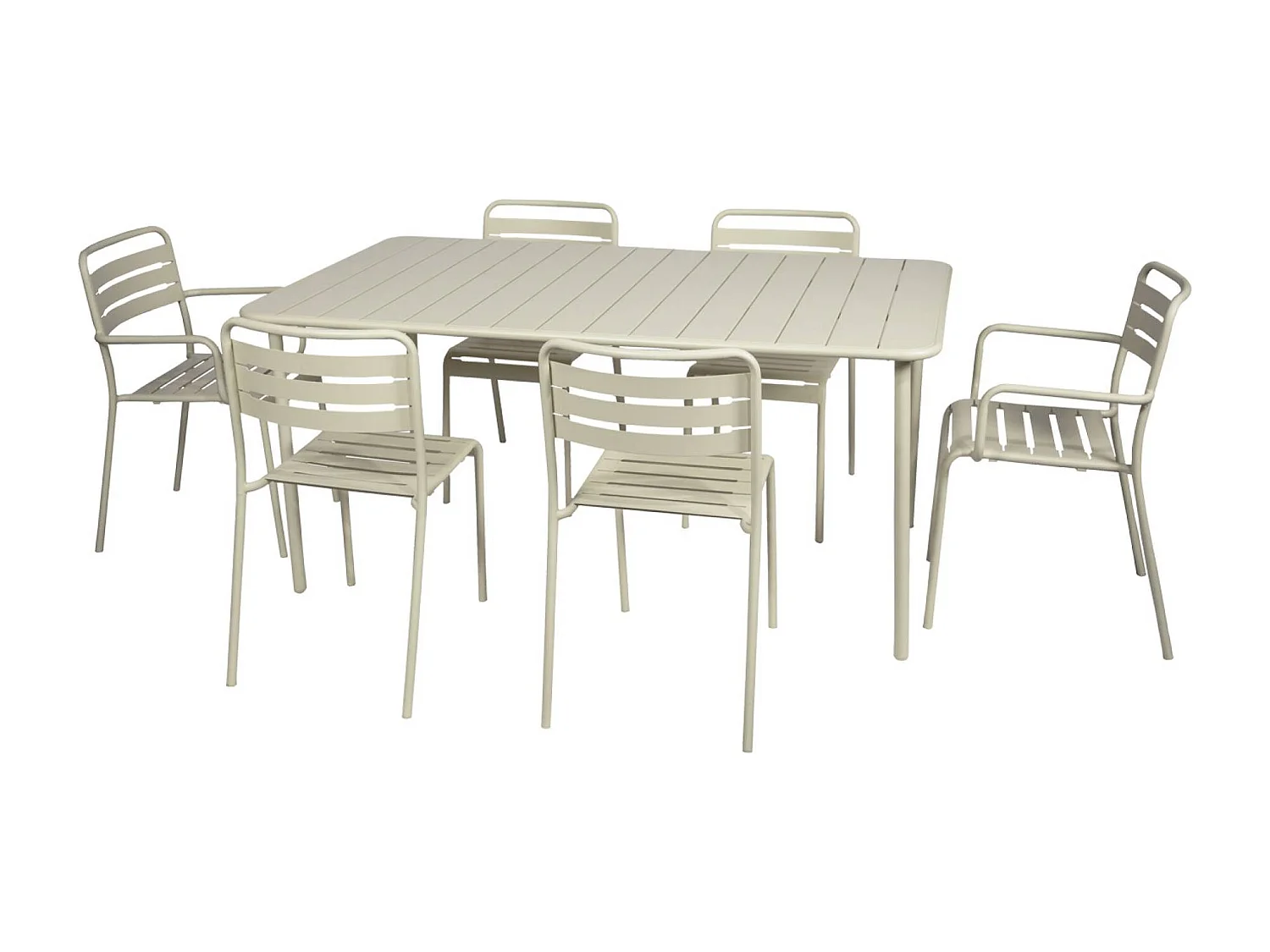 Mesa de jardín bistró de acero, 6-8 plazas, 160cm beige