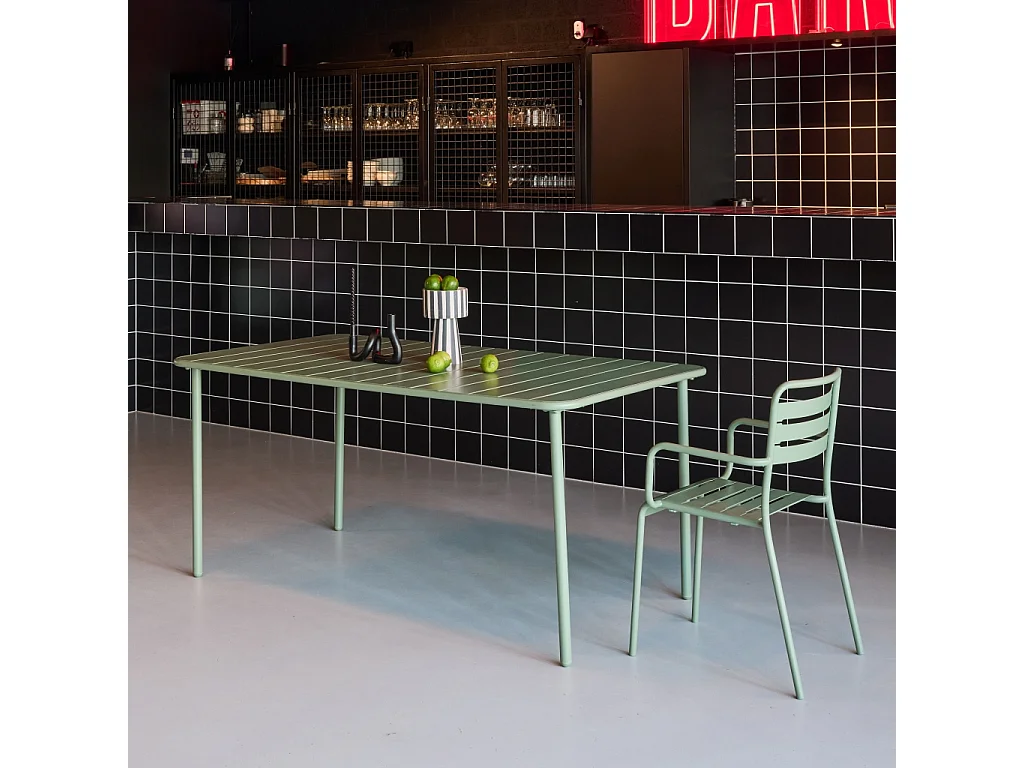 Table de jardin métal 6-8 places. vert. Amelia. 160x90xH72.5cm