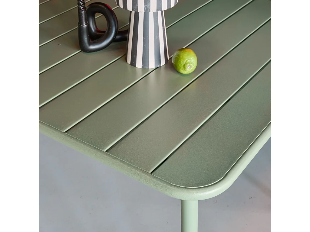 Table de jardin métal 6-8 places. vert. Amelia. 160x90xH72.5cm