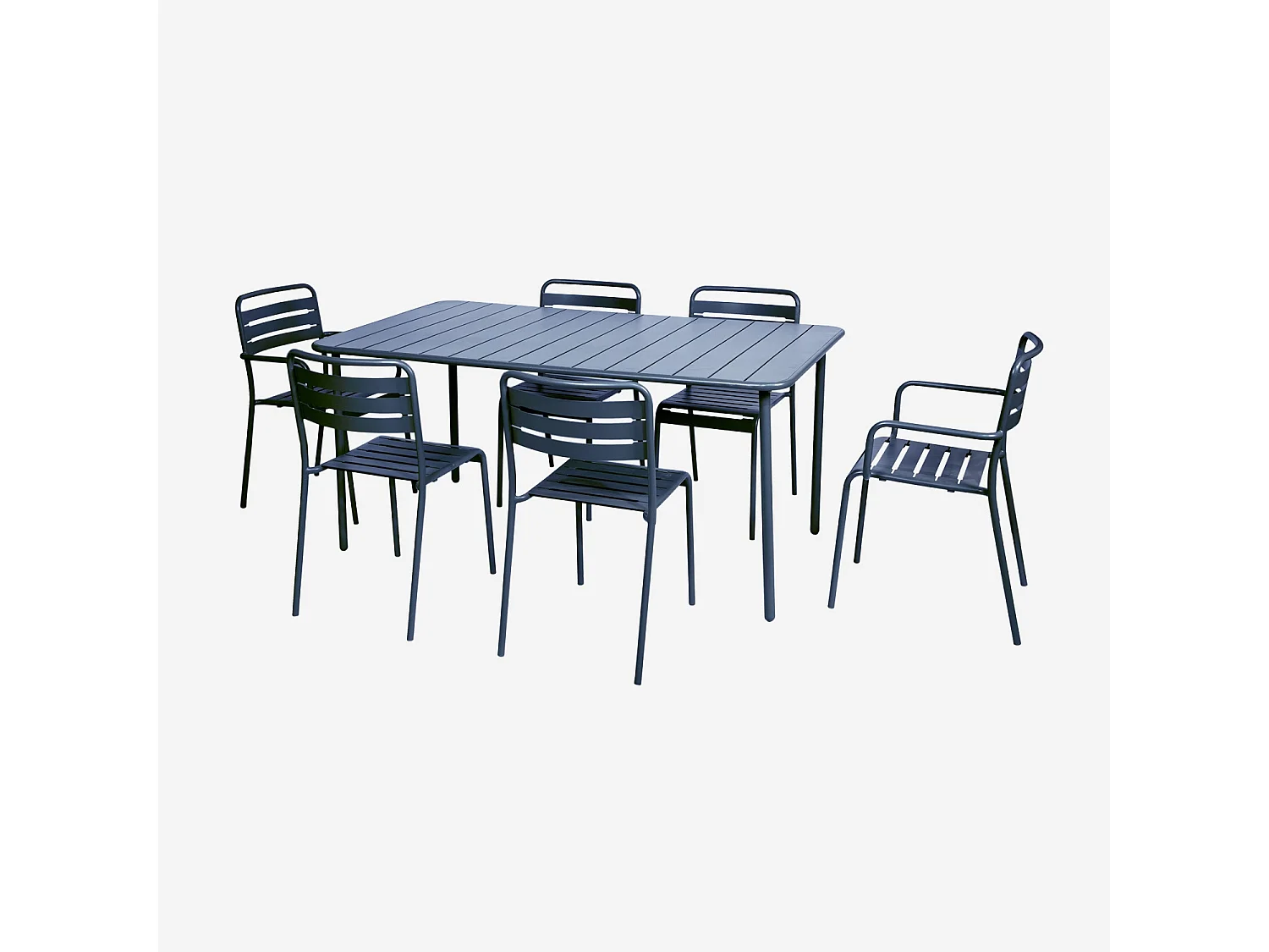 Mesa de jardín de metal de 6-8 plazas azul marino