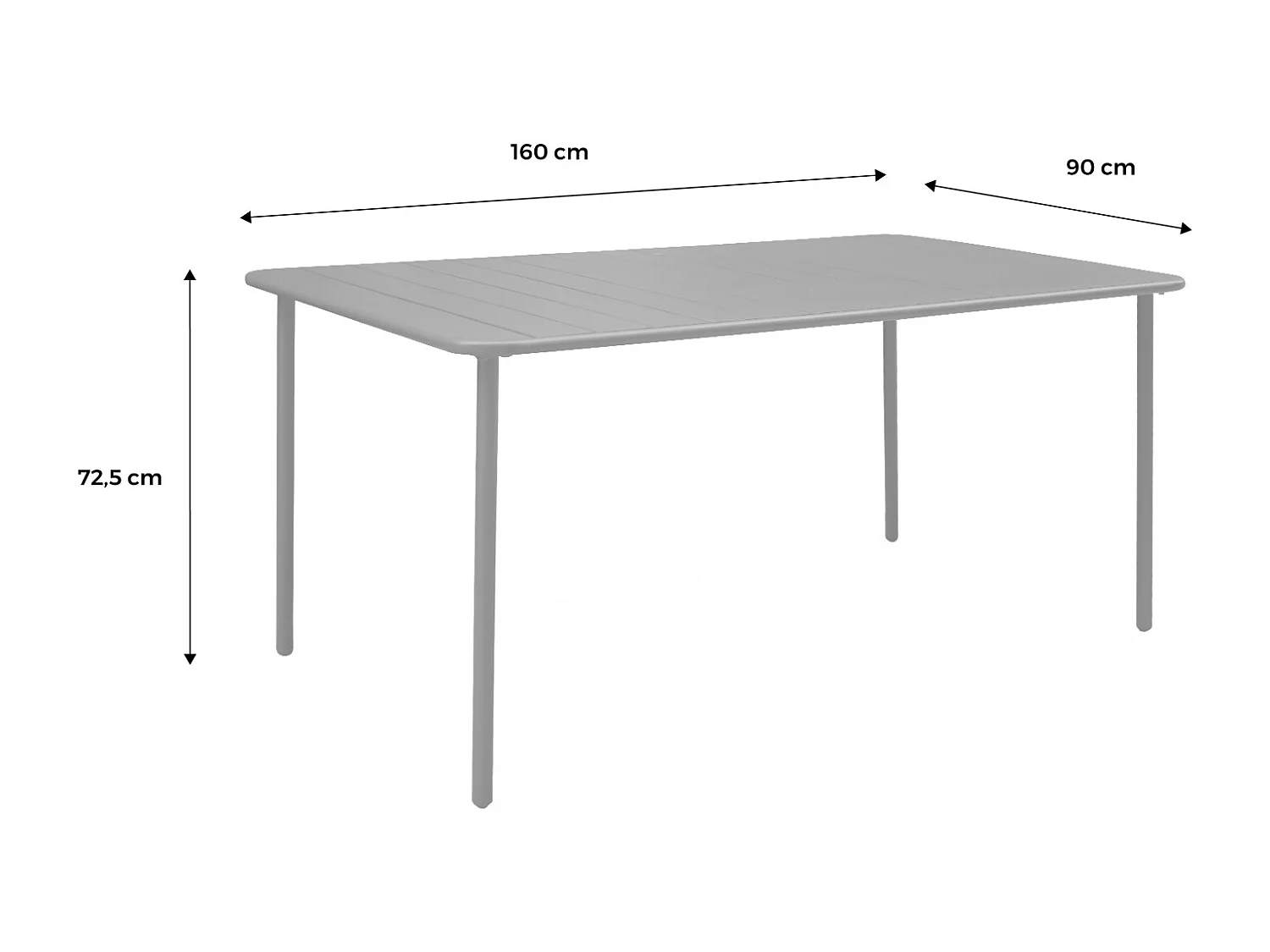 Table de jardin métal 6-8 places. marine. Amelia. 160x90xH72.5cm