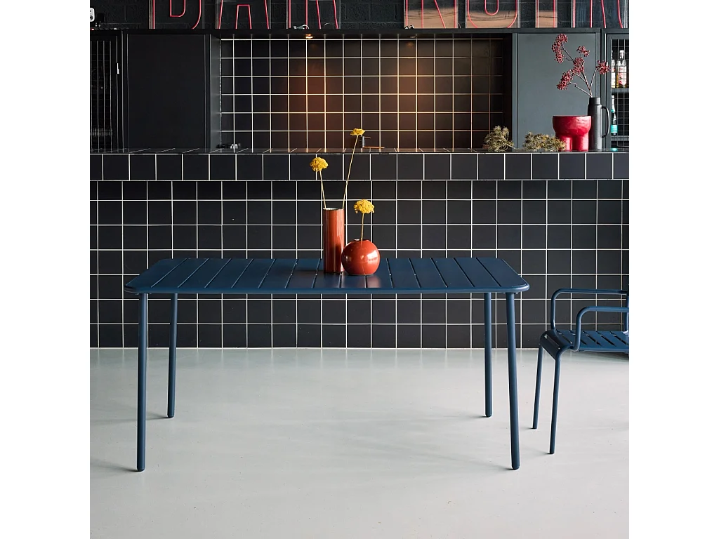 Tavolo da giardino in metallo 6-8 posti, 160cm, blu navy