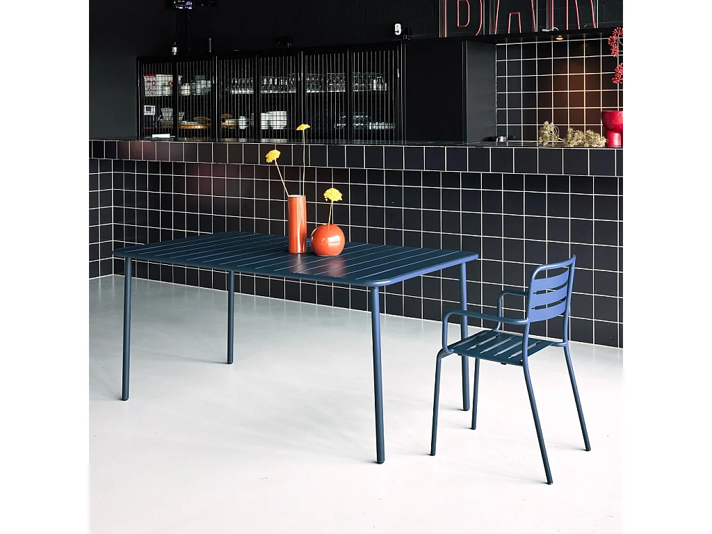 Tavolo da giardino in metallo 6-8 posti, 160cm, blu navy